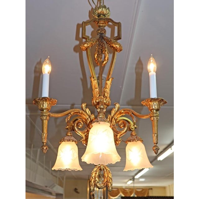 1950s Louis XV French Style Gilt Bronze 6 Light Chandelier For Sale - Image 15 of 15