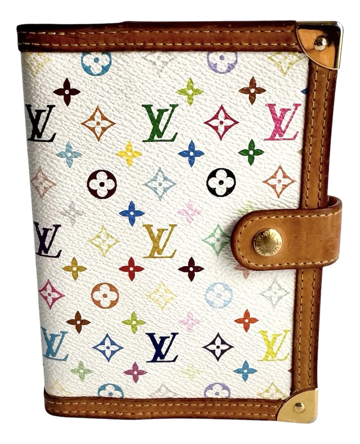 Louis Vuitton Takashi Murakami Multicolor Agenda Pm Blanc White
