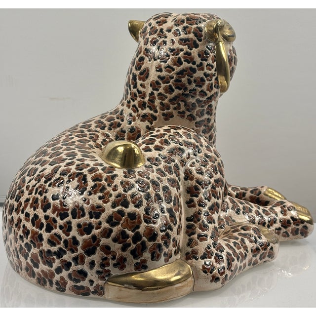 Pair of Vintage Garcia Imports Italian Hand-Painted Leopard Sculptures | Hollywood Regency Porcelain Leopards | Made in Italy, Circa 1965-1975 For Sale - Image 15 of 18