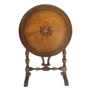 Cozy Floral Tilt-Top Tea Table For Sale