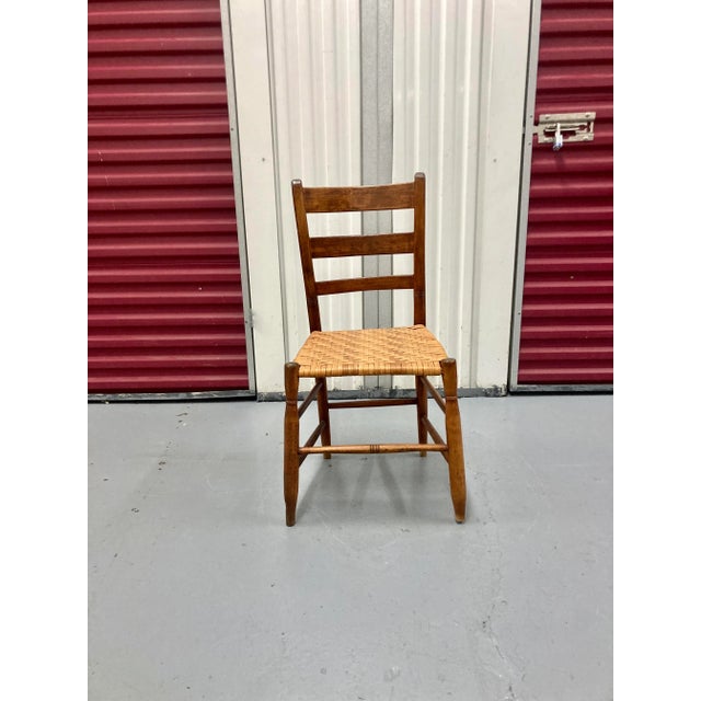 Antique Danish Rustic Shaker Style Woven Seat Chair For Sale - Image 4 of 10