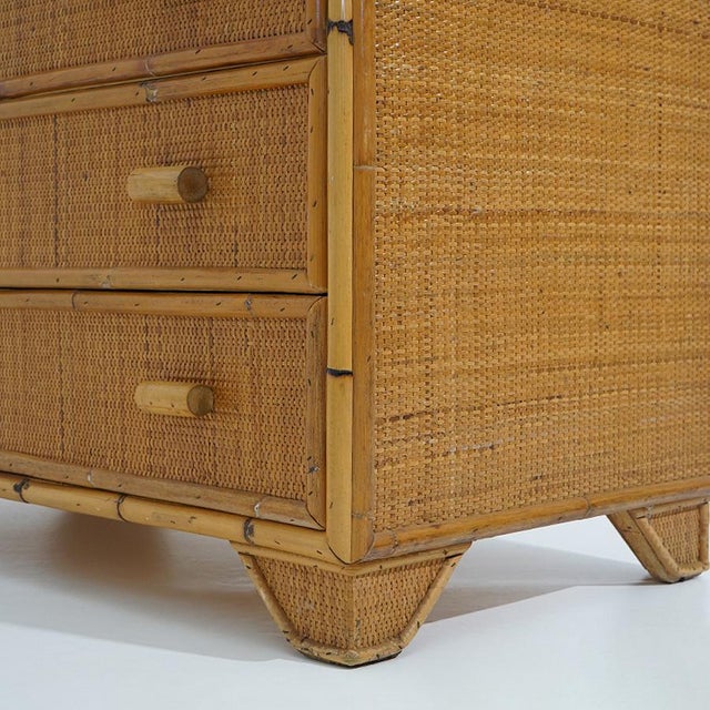 Bamboo and Woven Wicker Chest of Drawers, 1970s For Sale - Image 12 of 14