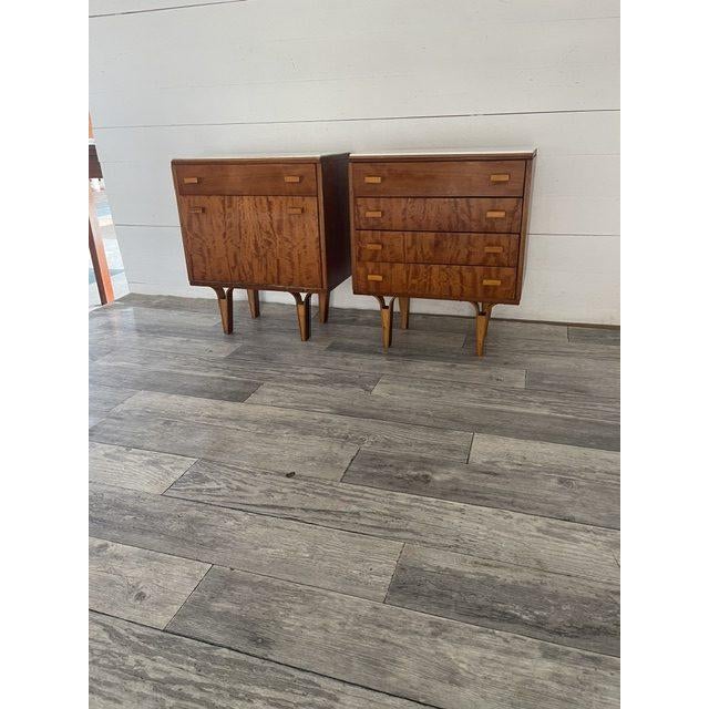Vintage End-tables with original White Glass by Novy Domov, 1965 In superb original condition Price is per set Dims; H= 65...