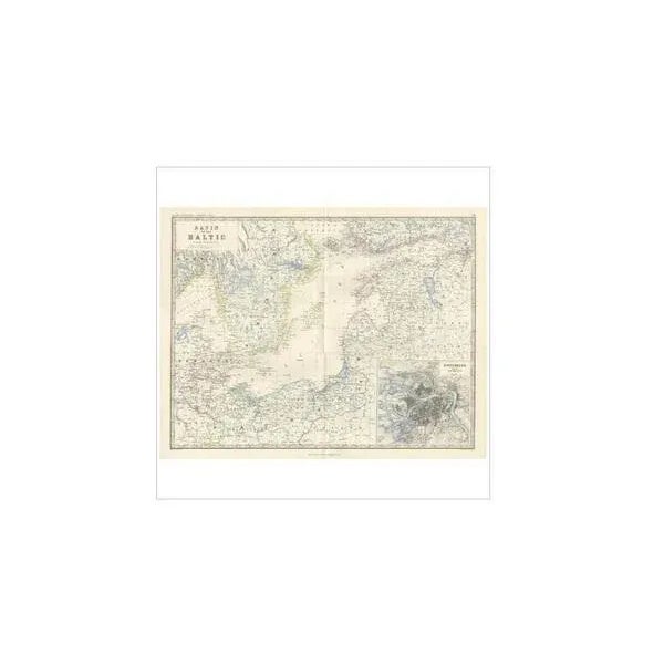 Antique Map of the Surroundings of the Baltic Sea by A. K. Johnston, 1865 For Sale - Image 3 of 5