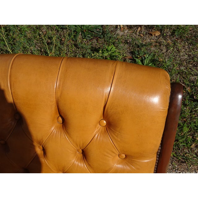 1970s Armchairs in Wood and Upholstered Leather, 1970s, Set of 2 For Sale - Image 5 of 18