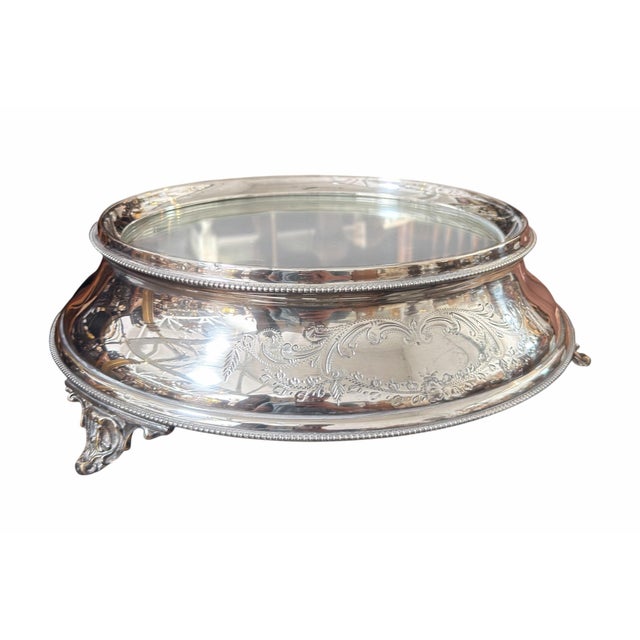 Victorian Antique Silver Mirrored Bureau Plateau Vanity or Cake Tray For Sale - Image 3 of 7