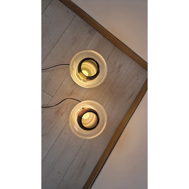 Artemide Saffo Table Lamp in Metal and Glass by Angelo Mangiarotti for Artemide, 1960s, Set of 2 For Sale - Image 4 of 16