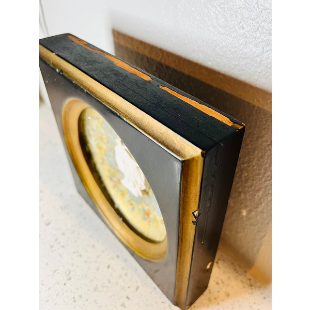 Vintage Wall Plaque Raised Cameo Black and Gold Frame For Sale - Image 4 of 7