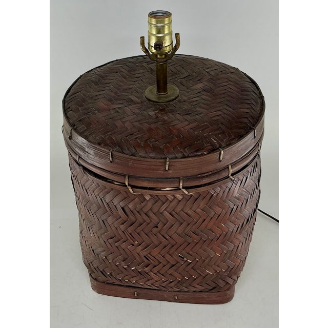 Vintage Table Lamp Made From Asian Basket For Sale - Image 4 of 12