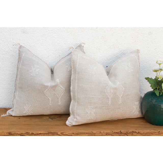Linen Set of 2, Linen Stag Cactus Silk Moroccan Pillows For Sale - Image 8 of 8