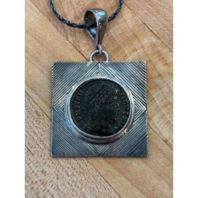 Antique Roman Coin W Square Setting in Silver For Sale In Atlanta - Image 6 of 9