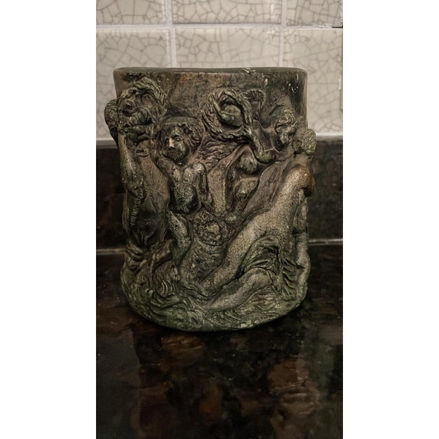 Figurative Mid 20th Century Hand Sculpted Ceramic Bacchanalian Inspired Vase or Pen Cup For Sale - Image 3 of 4