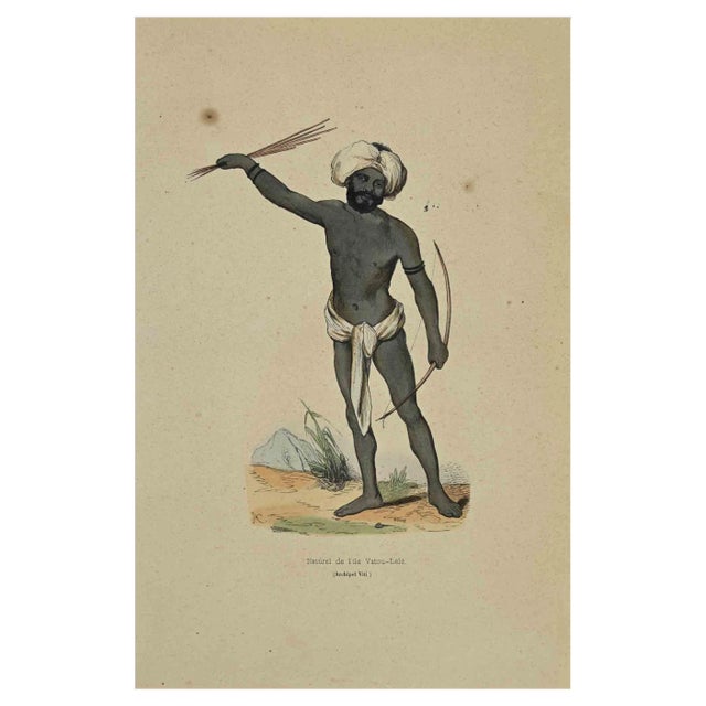 Auguste Wahlen, Naturel de l'ile Vatou-Lele, Lithograph, 1844 For Sale