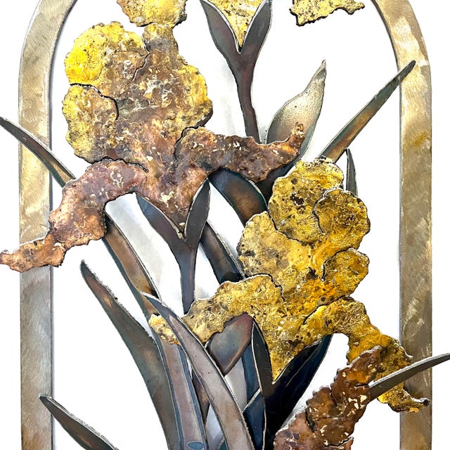 Blooming Iris - 1990's 3-Dimensional Steel Wall Sculpture by Sam Briseno For Sale - Image 6 of 14