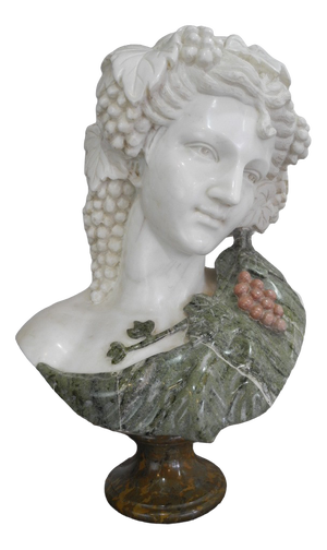 Unknown, Bust of Goddess Ariadne Holding Grapes, Carrara Marble