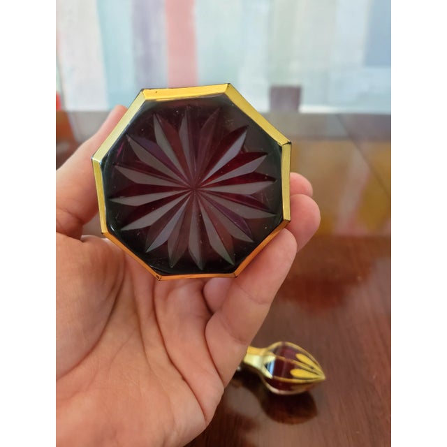 Mid 19th Century Antique Bohemian Glass Ruby Gilt Gold Perfume Bottle For Sale - Image 5 of 7