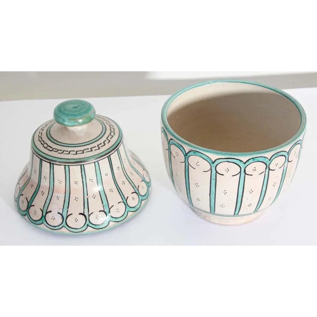 Moroccan Ceramic Glazed Covered Urn Handcrafted in Fez Morocco For Sale - Image 4 of 12