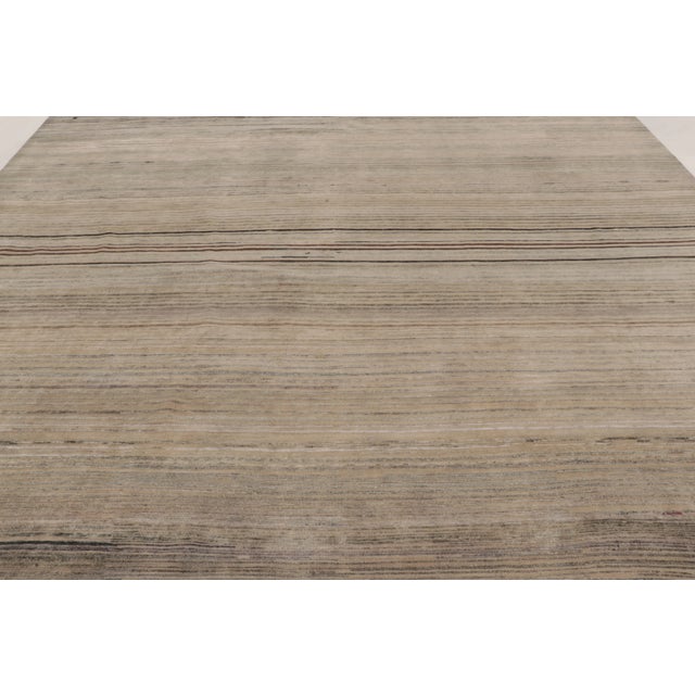 Traditional Contemporary Oversized Textural Wool & Natural Silk Striped Rug by Rug & Kilim, India For Sale - Image 3 of 10
