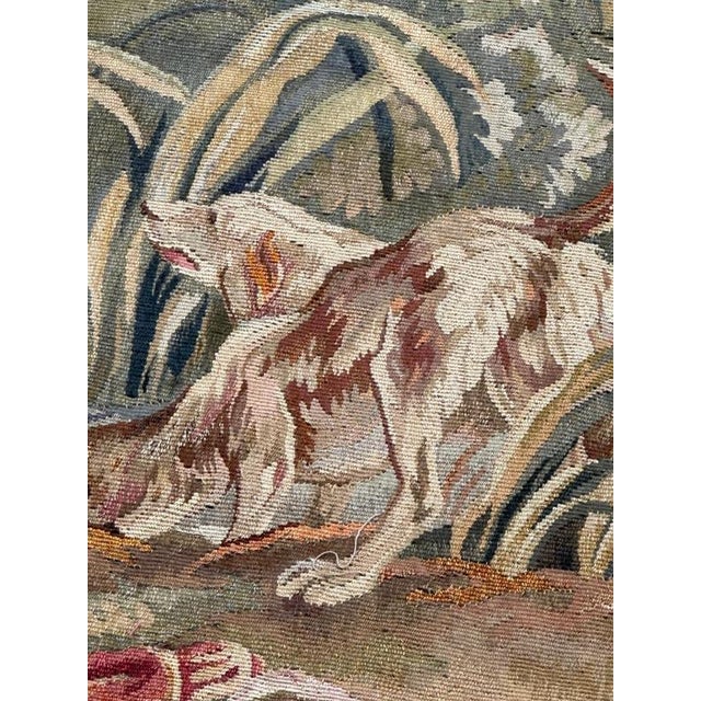 Textile Antique French Handwoven Tapestry with Diane Return of Hunt Scene from Aubusson, 1940s For Sale - Image 7 of 18