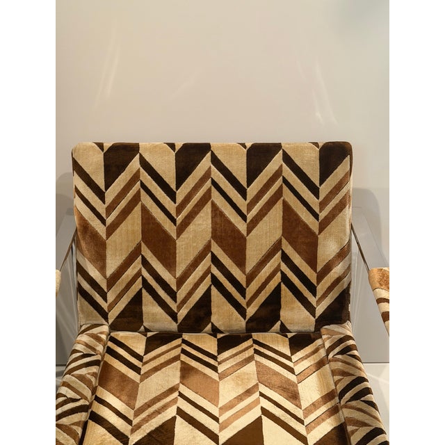 Metal Pair of Milo Baughman Chrome and Plush Upholstered Club Chairs For Sale - Image 7 of 12