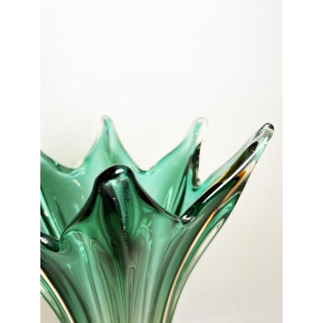 1950s Large Italian Green and Transparent Vase, Italy, 1950 For Sale - Image 5 of 12