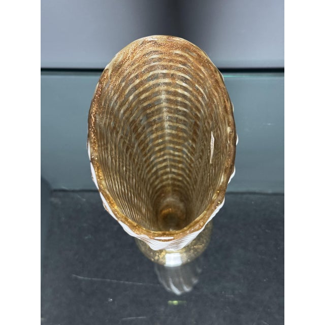 Gilded Murano Glass Vase with Lattimo Decor by Ercole Barovier for Barovier & Toso, 1950s For Sale - Image 6 of 10