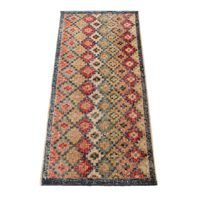 1960s Vintage Zeki Müren Runner With Polychromatic Diamond Patterns, From Rug & Kilim For Sale - Image 5 of 7