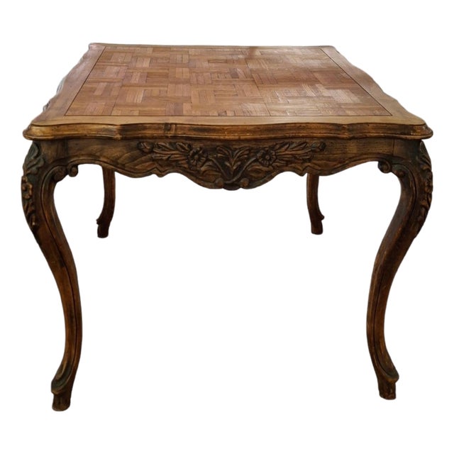 French Provincial Style Parquetry Top Table For Sale