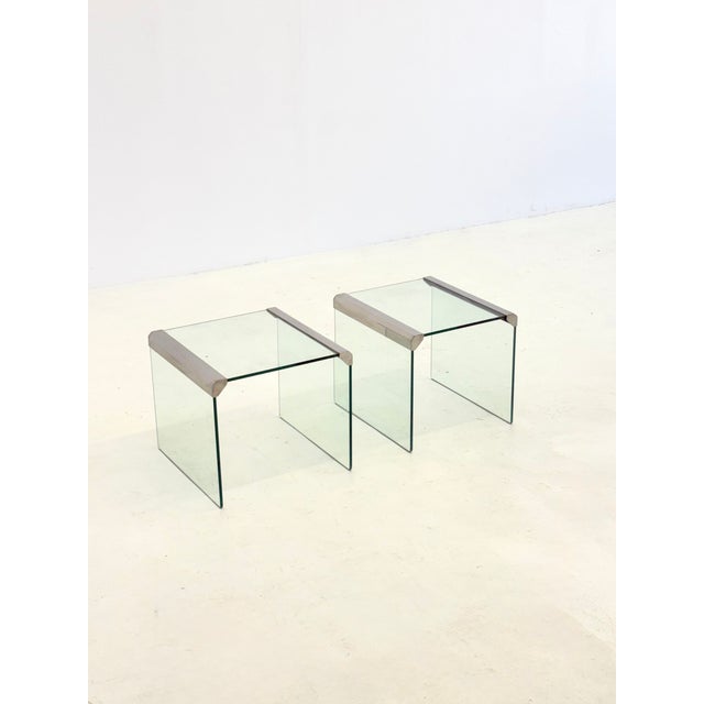 1970s Transparent Glass Side Tables by Pierangelo Gallotti for Gallotti & Radice, 1970s, Set of 2 For Sale - Image 5 of 9