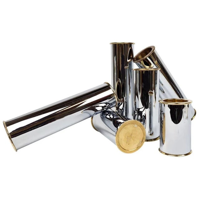 Swedish Modern Candelholders in Brass and Steel from Englesson, Sweden, 1970s, Set of 6 For Sale - Image 11 of 11