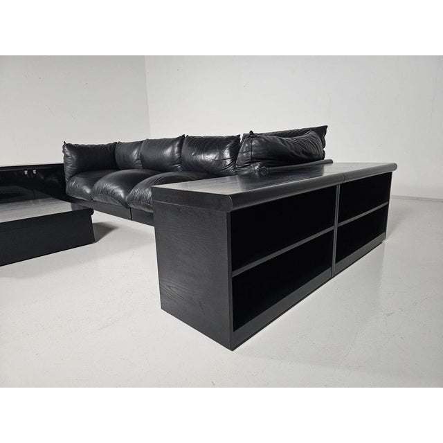 Down Sofa in Black Leather by Carlo Bartoli for Rossi di Albizzate, 1970s, Set of 2 For Sale - Image 4 of 14