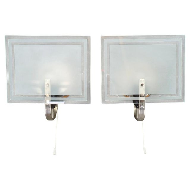Art Deco Glass Wall Lights, Czechoslovakia, 1940s, Set of 2 For Sale - Image 11 of 11