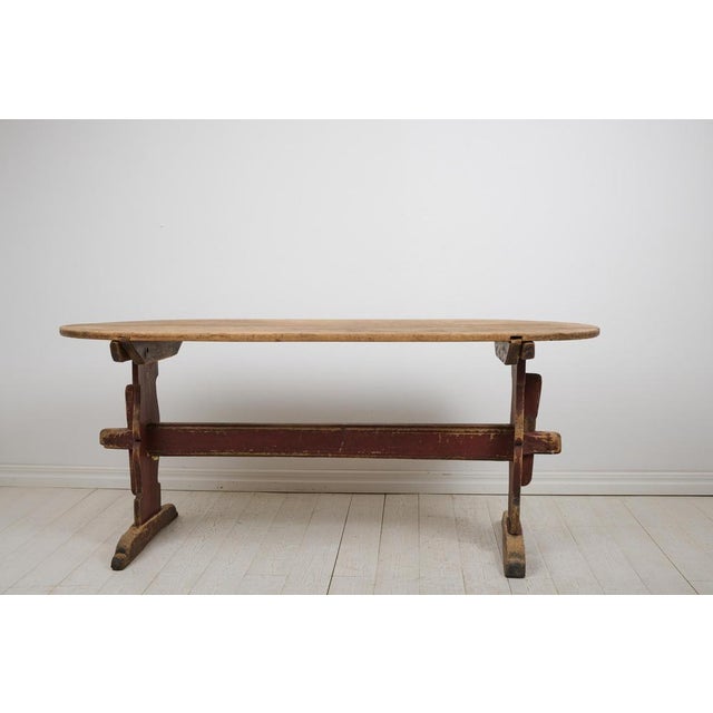 Antique Swedish Folk Art Pine Hand-Crafted Trestle Table For Sale - Image 13 of 18