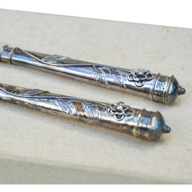 Metal Early 20th Century Handmade Sterling-Silver & Mother-of-Pearl Caviar Knives- Set of 2 For Sale - Image 7 of 10