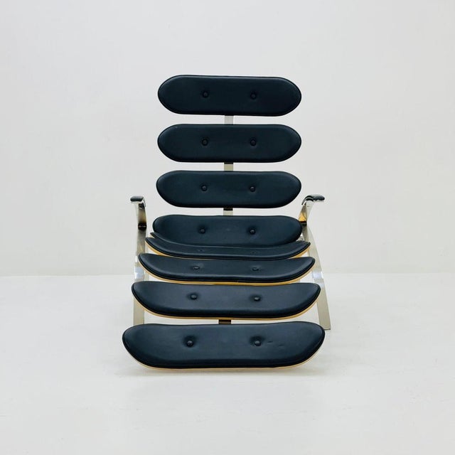 Contemporary Mid-Century Bauhaus Lounge Chair in Black Leather, 1980s For Sale - Image 3 of 11
