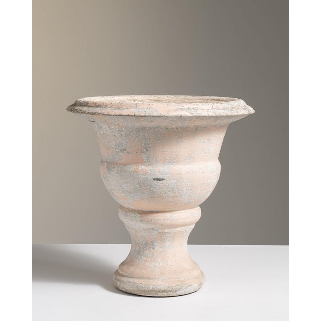 1960-1969 France Weathered Antique White Painted Pedestal Urn Planter For Sale In Greensboro - Image 6 of 7