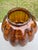 Glass 1960s Mid 20th Century Hand-Blown Amber Art Glass Pumpkin Melon Ribbed Lamp Shade 4" Fitter For Sale - Image 7 of 10