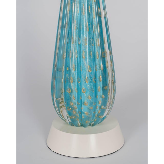 Glass Murano Glass Mid Century Blue Barbini Lamp For Sale - Image 7 of 11