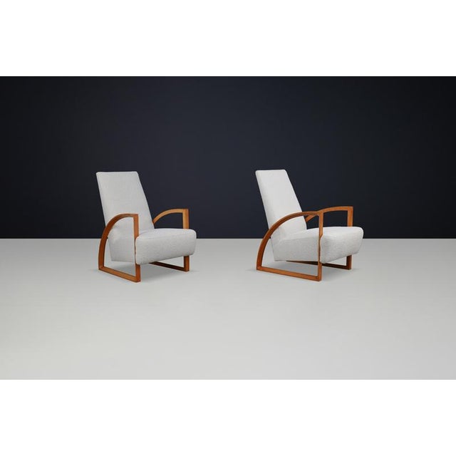 Dutch Modernist Oak Armchairs in New Bouclé Upholstery, the Netherlands, 1960s, Set of 2 For Sale - Image 10 of 13