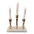 Hollywood Regency Brass Three-Candle Candelabra on White Marble Base For Sale