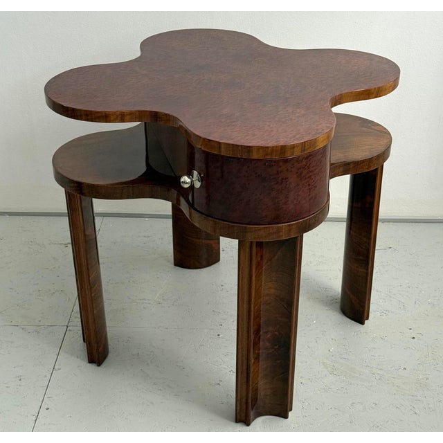 Metal Art-Deco Walnut Coffee Table with Drawers, 1930s For Sale - Image 7 of 11