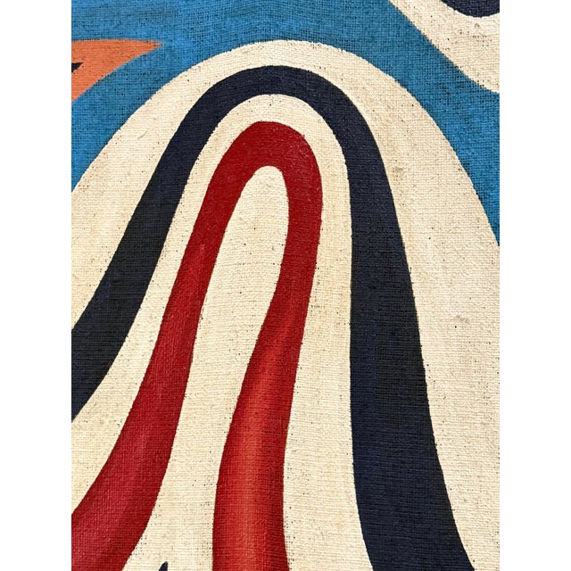 1950s Large Mid Century abstract Oil on Burlap Alexander Calder School, Circa 1950s For Sale - Image 5 of 18