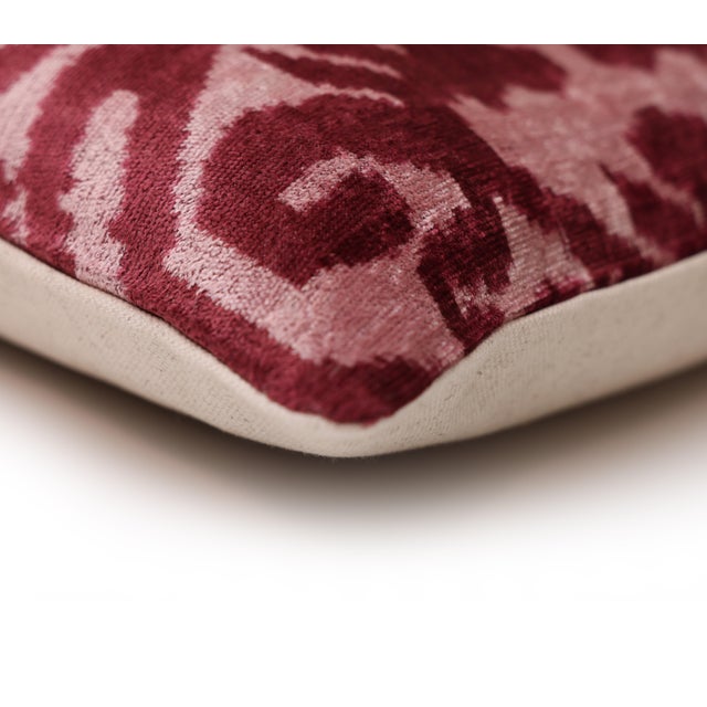 2020s Blush Pink & Rose Ikat Velvet Throw Pillow 16x16 | Soft Classic Luxury For Sale - Image 5 of 7