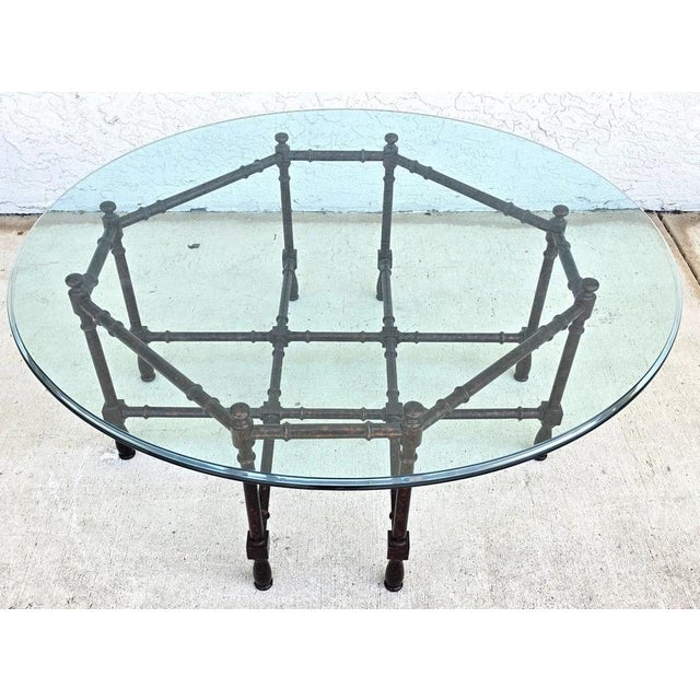 Glass Vintage Baker Style Tortoise Shell Faux Bamboo & Glass Coffee Table For Sale - Image 7 of 12