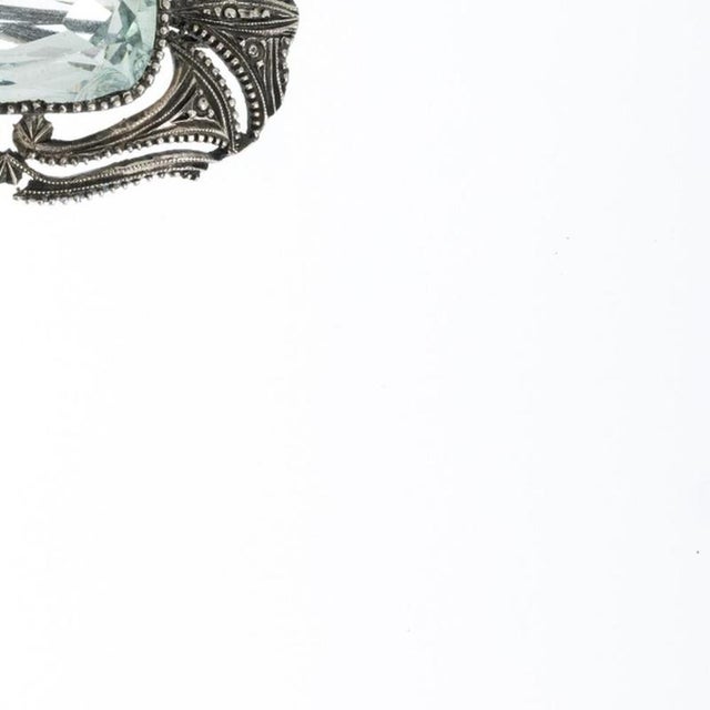 Silver Brooch with Aquamarine, 20th Century For Sale - Image 5 of 6