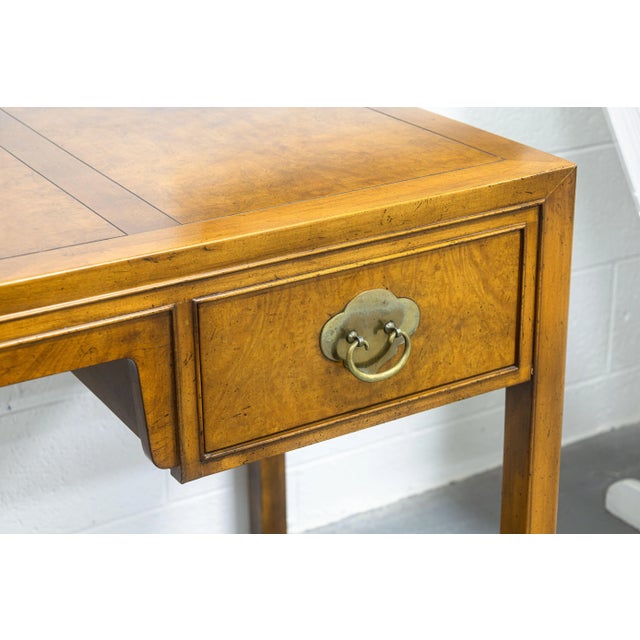 Late 20th Century Vintage Mid Century Traditional Baker Furniture Ming Style Mixed Fruitwood Desk For Sale - Image 5 of 7