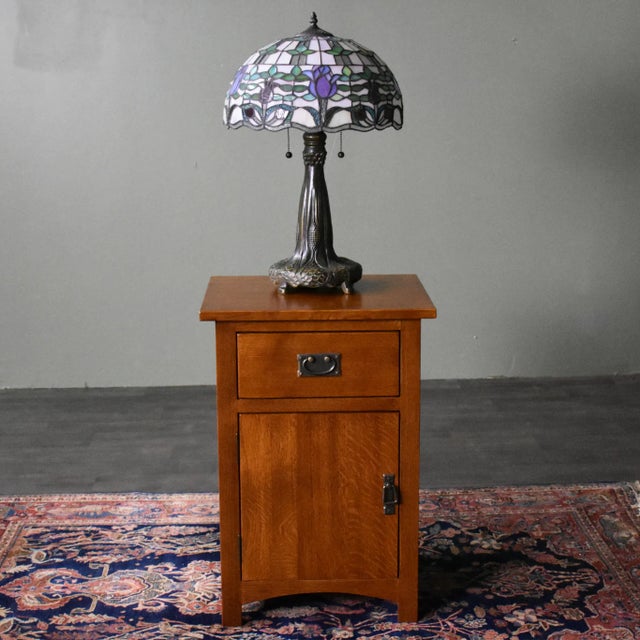 Mission Crafters and Weavers Mission Quarter Sawn Oak 1 Door, 1 Drawer Michael's Cherry Nightstand For Sale - Image 3 of 11