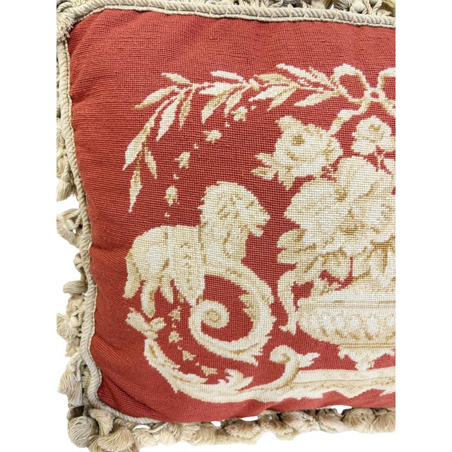 Needlepoint Pillow With Tassel Fringe For Sale In New York - Image 6 of 6
