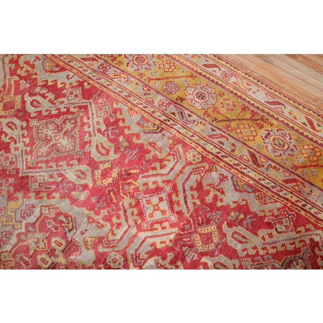 Early 20th Century Raspberry Oversize Antique Turkish Oushak - 12'2" x 17'10" For Sale - Image 5 of 6