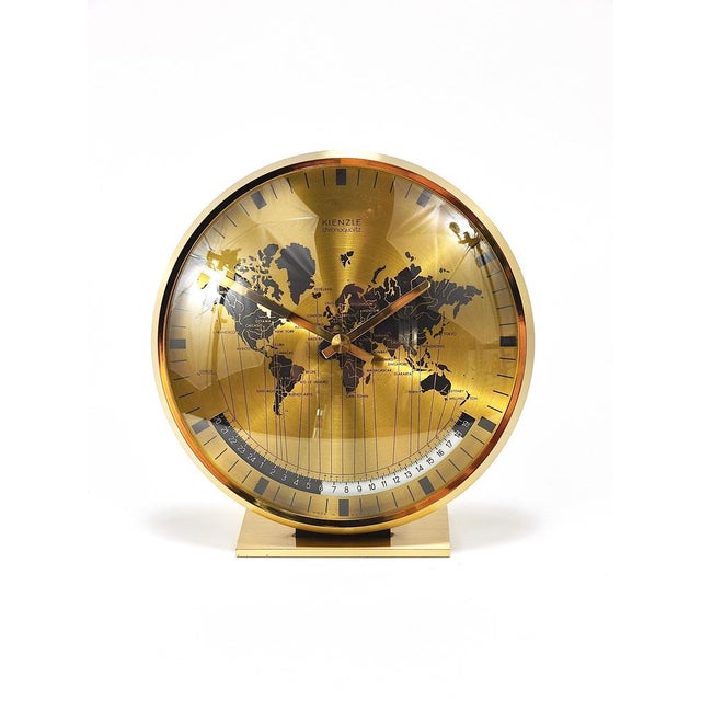 Mid-Century Brass Table Clock attributed to Wilhelm Kienzle, Germany, 1960s For Sale - Image 15 of 18